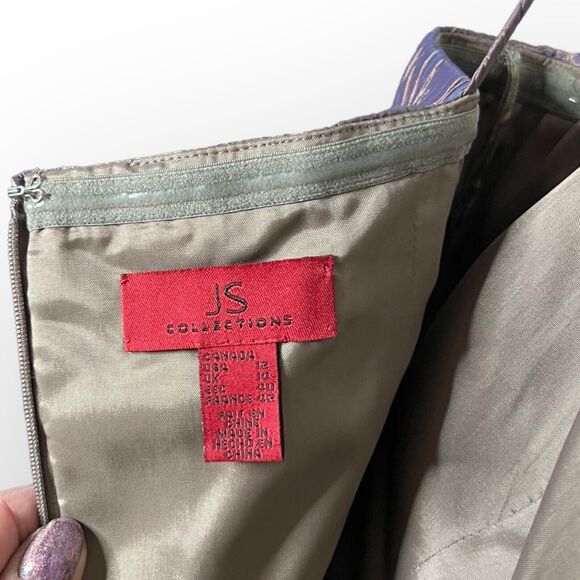 JS Collections Iridescent Mauve Spaghetti Strap Layered Cocktail Dress Sz 12 HTF - Picture 12 of 15